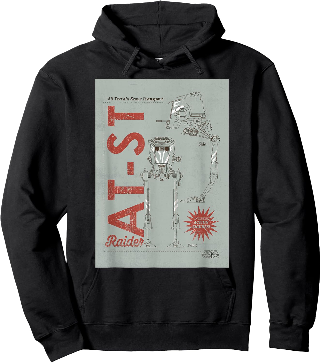 Star Wars The Mandalorian AT-ST Vintage Poster Hoodie - Hoodie | Black