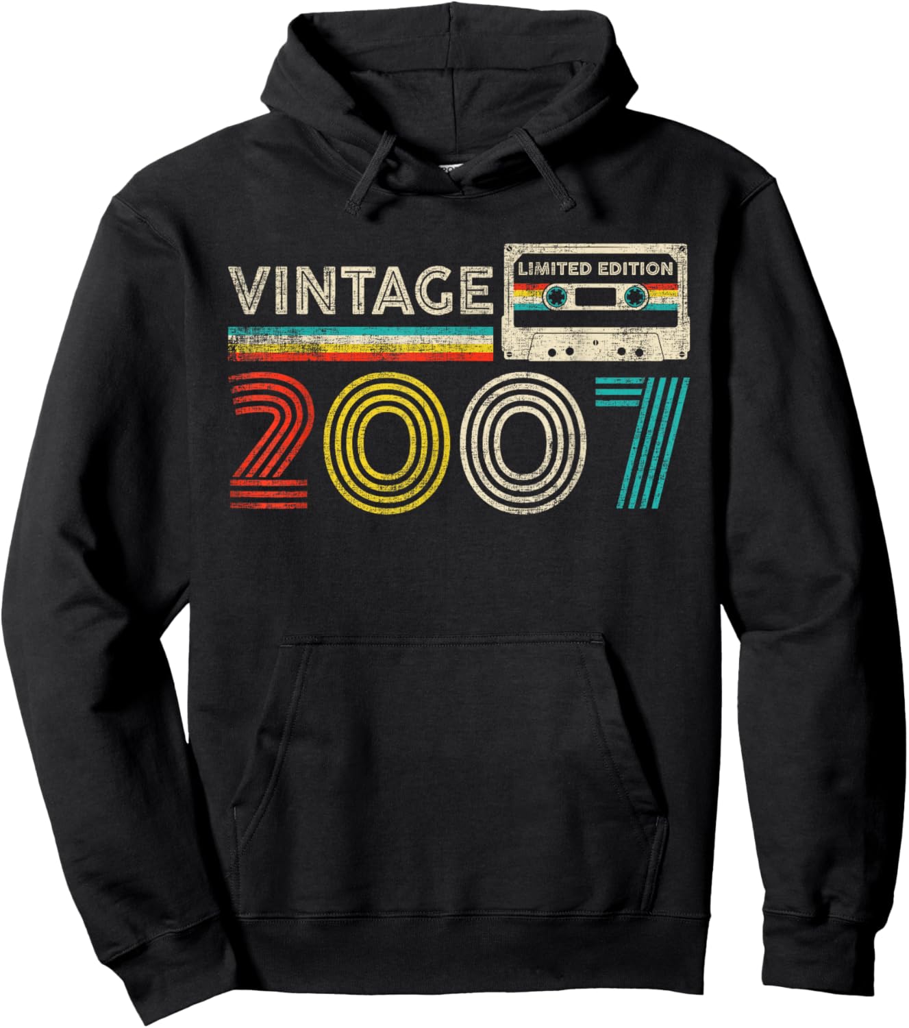 Vintage 2007 Classic Birthday 2007 Cassette Tape Vintage Hoodie - Hoodie | Black