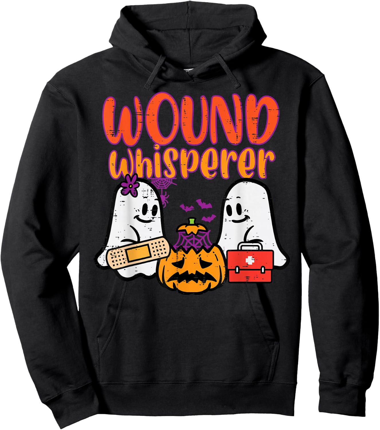 Ghost Nurse Wound Whisperer Halloween Nurse Fall Scrub Women Hoodie - Hoodie | Black
