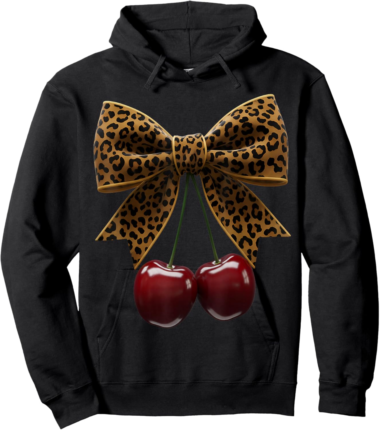Cherry Bow Coquette Red Cherries Fruits Hoodie - Hoodie | Black