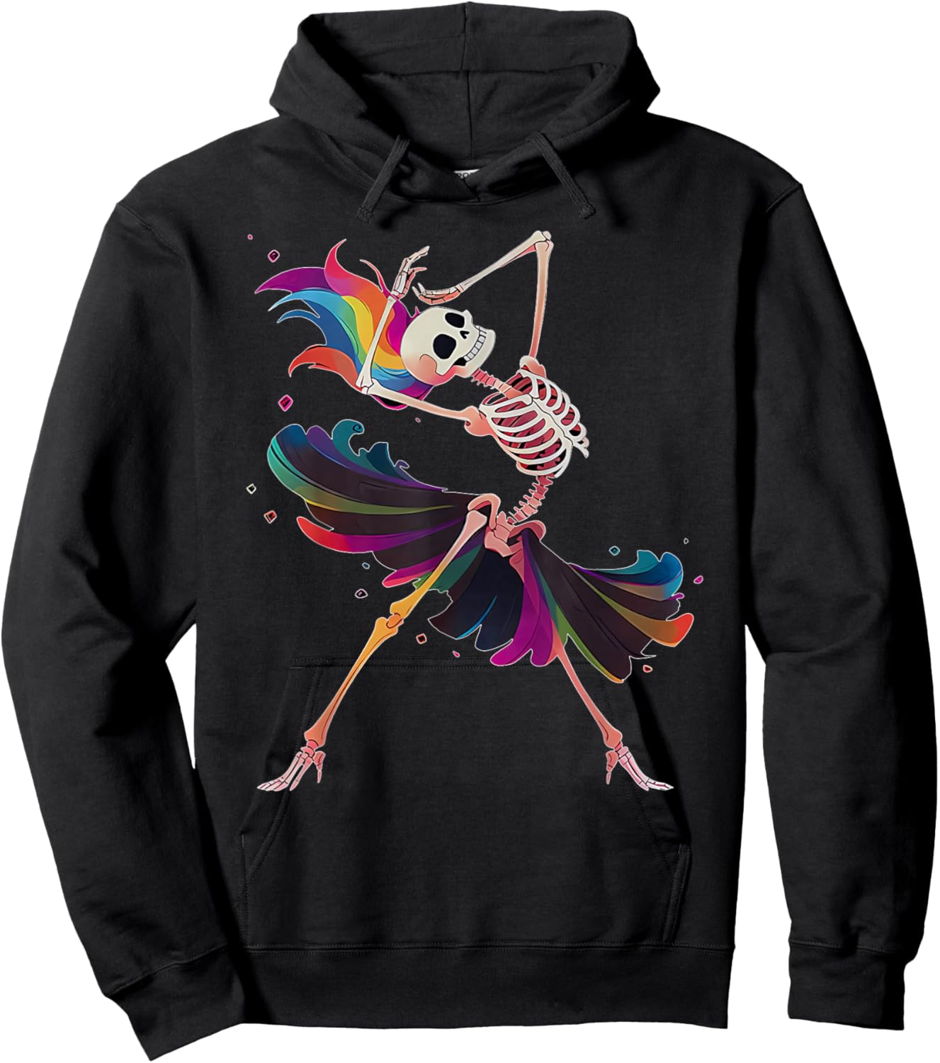 Dancing Skeleton Rainbow Ballerina Halloween Hoodie - Hoodie | Black