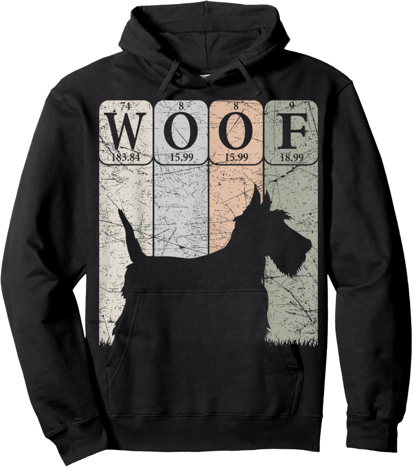 Scottish Terrier Dog Periodic Table Elements Scottie Woof Hoodie - Hoodie | Black