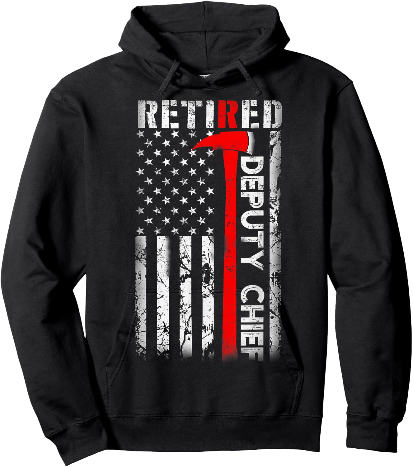 Retired Deputy Fire Chief Fireman Retirement UAS flag Gifts Hoodie - Hoodie | Black