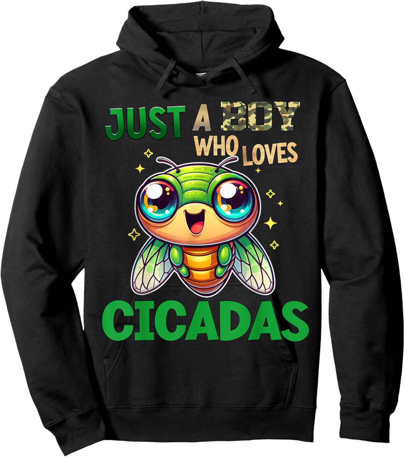 Funny Cicada Insect Just a Boy Who Loves Cicadas Hoodie - Hoodie | Black