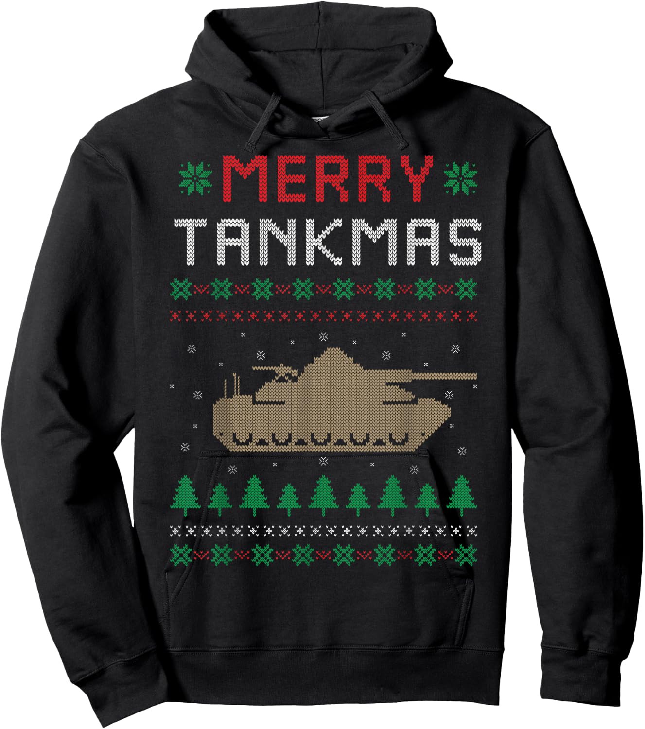 Merry Tankmas Battle Tank War Tank Ugly Christmas Sweater Hoodie - Hoodie | Black