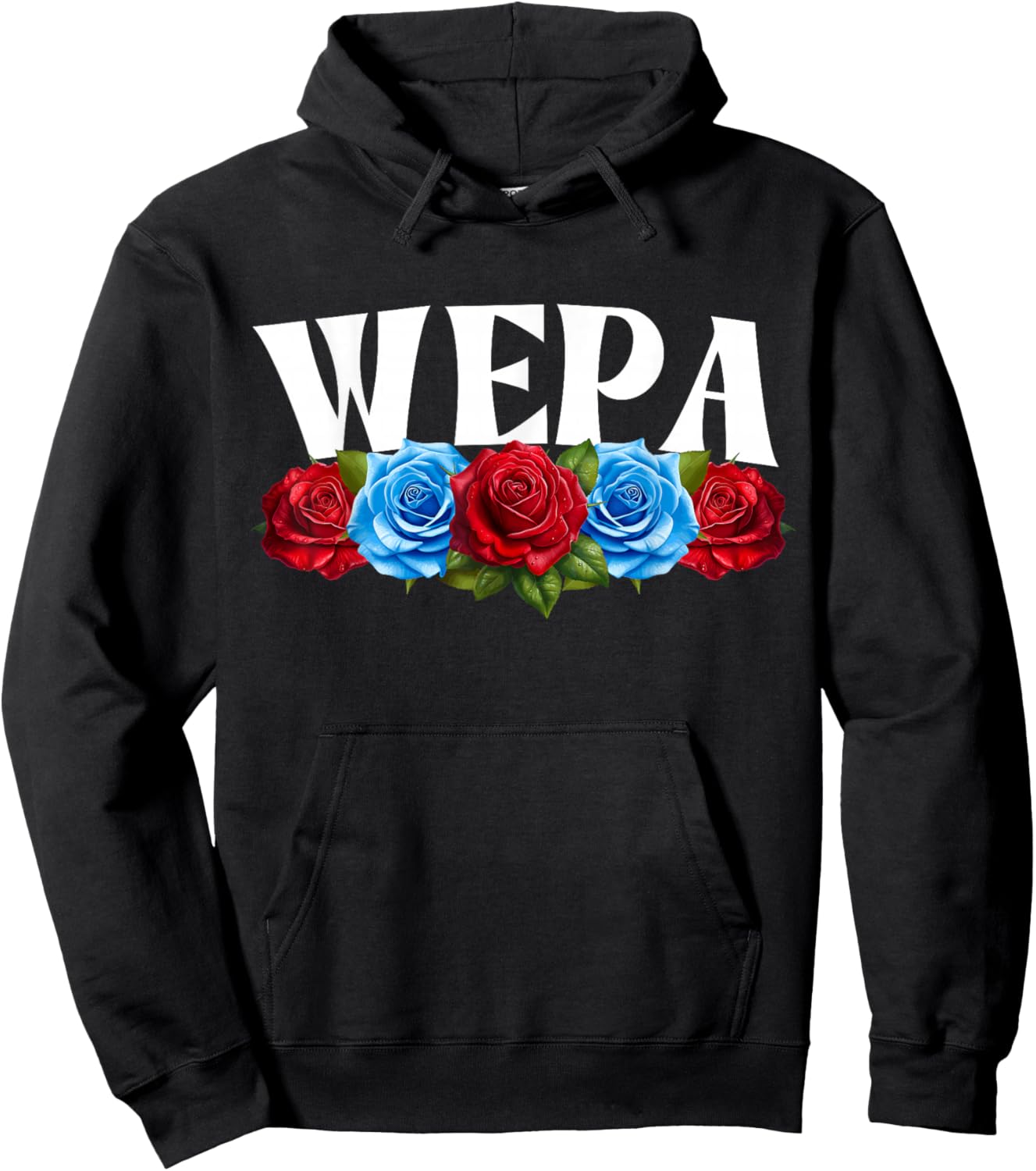 Wepa with Roses , Boricua Women, Puerto Rico Wepa Hoodie - Hoodie | Black