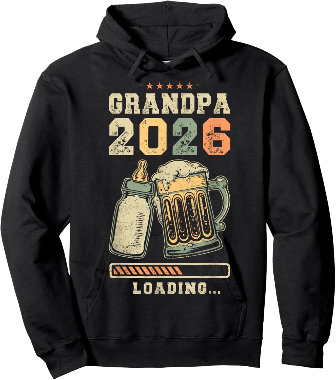 Grandpa 2026 Loading, Pregnancy Announcement, Grandfather Hoodie - Hoodie | Black