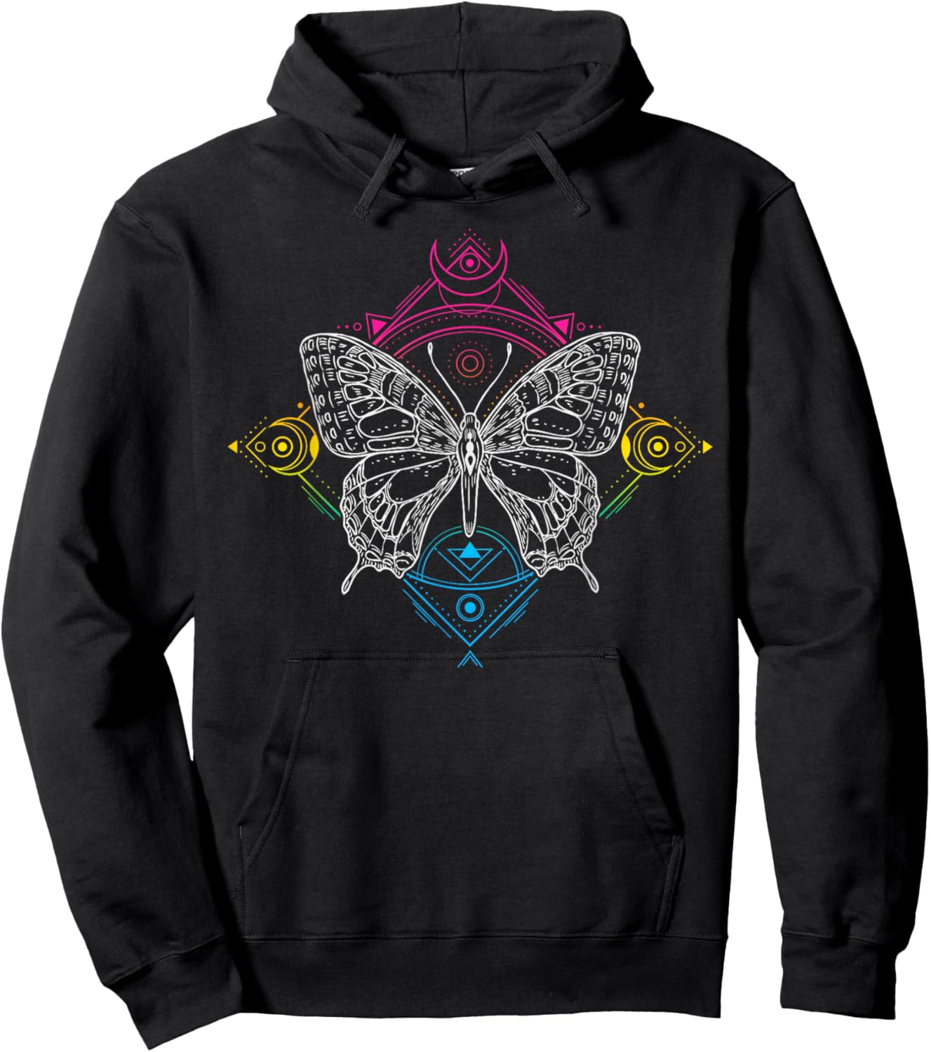 Pansexual Pride Flag, Occult Butterfly Hoodie - Hoodie | Black