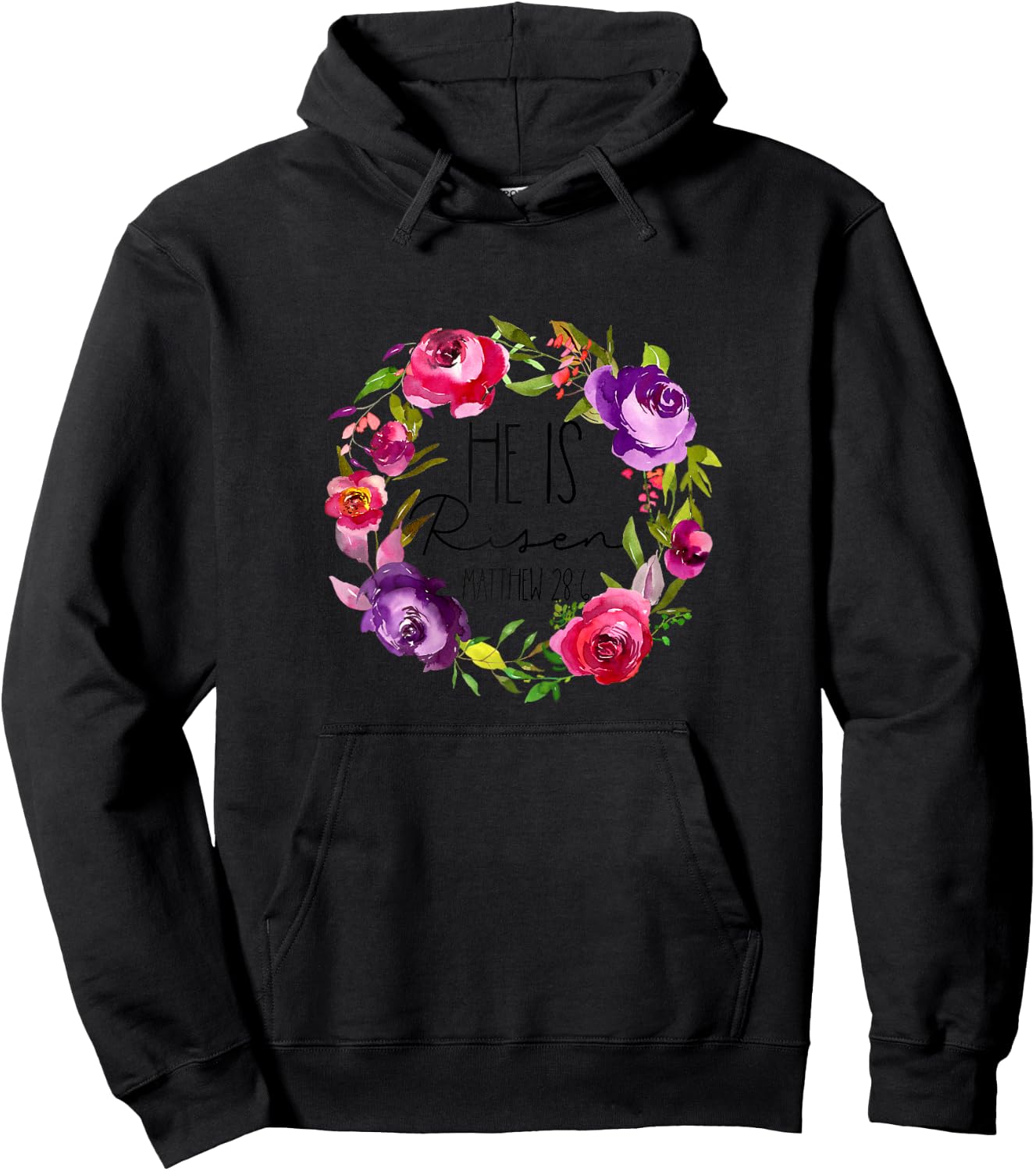 He is Risen Floral Easter for Christian Teen Girls Mom Women Hoodie - Hoodie | Black