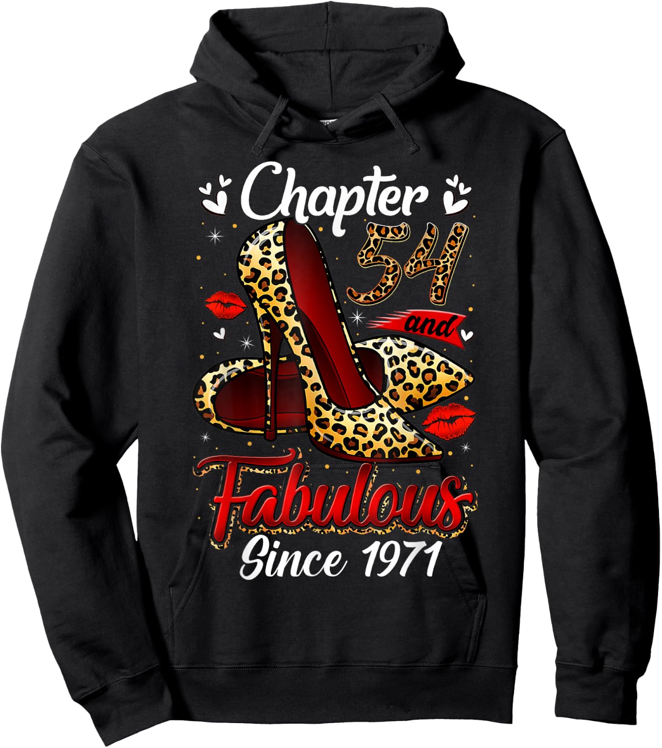 Chapter 54 Fabulous Since 1971 54th Leopard Birthday Queen Hoodie - Hoodie | Black