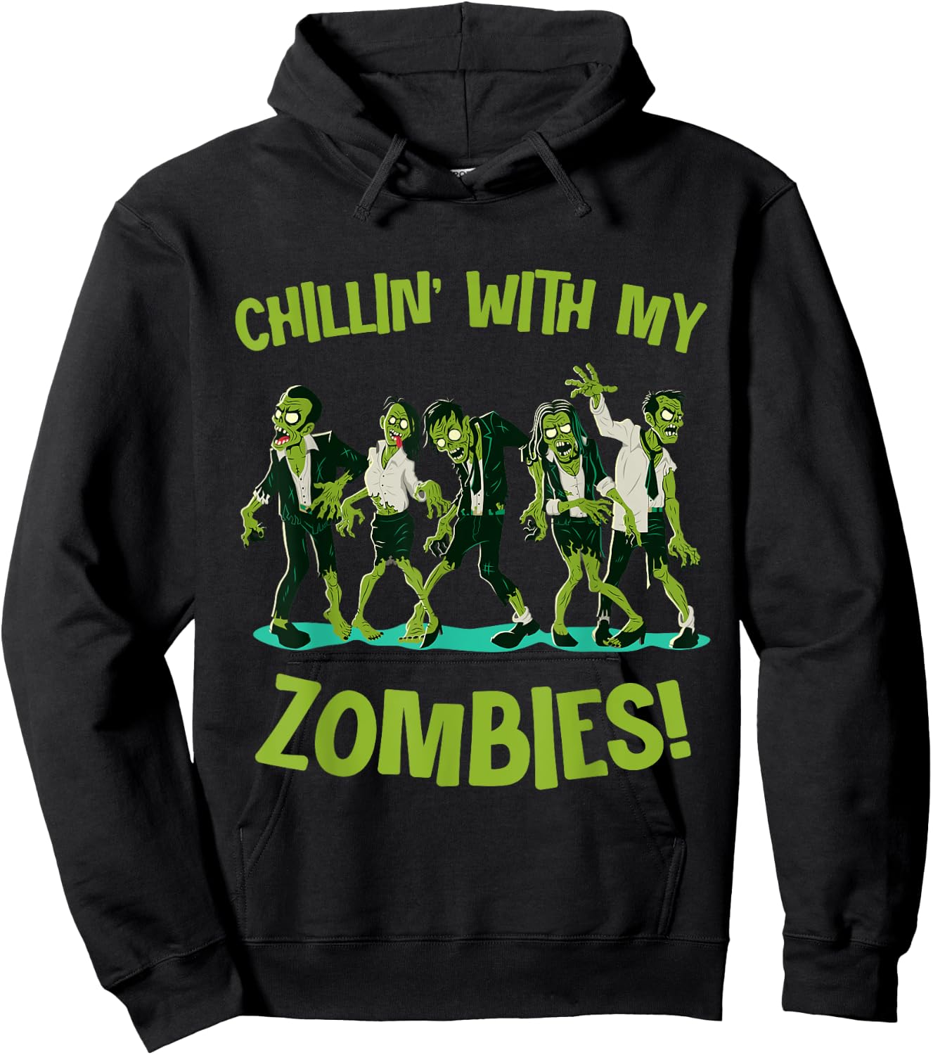 Chillin With My Zombies Funny Halloween Group Friend Costume Hoodie - Hoodie | Black