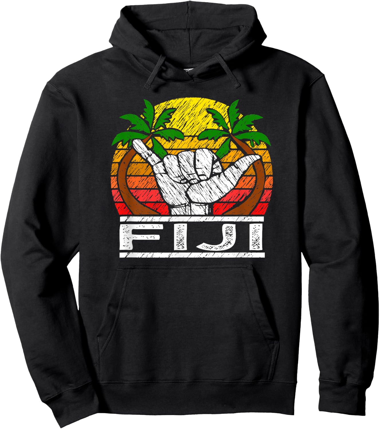 Vintage Fiji Island Sunset Gift Fijian Hoodie - Hoodie | Black