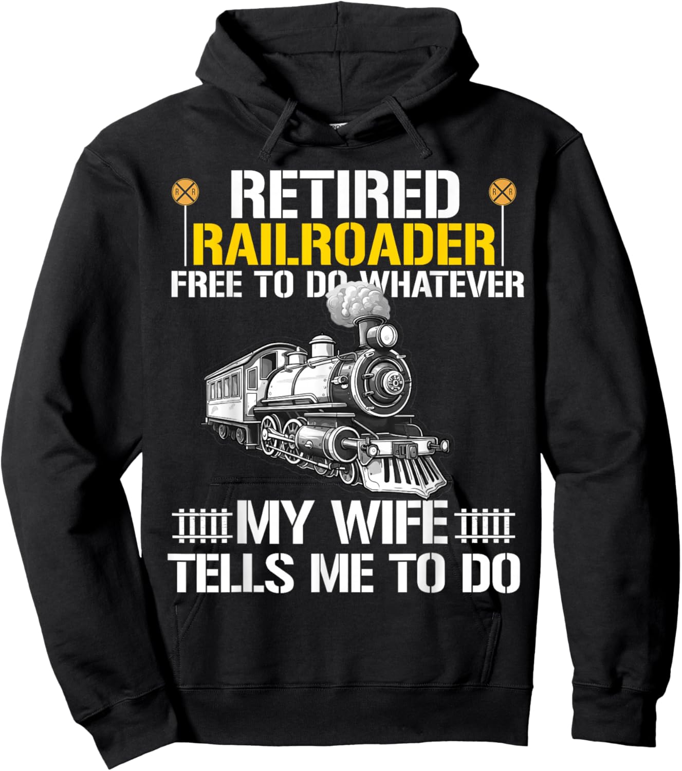 Retired Railroader Railroad Worker Retirement Train Lover Hoodie - Hoodie | Black