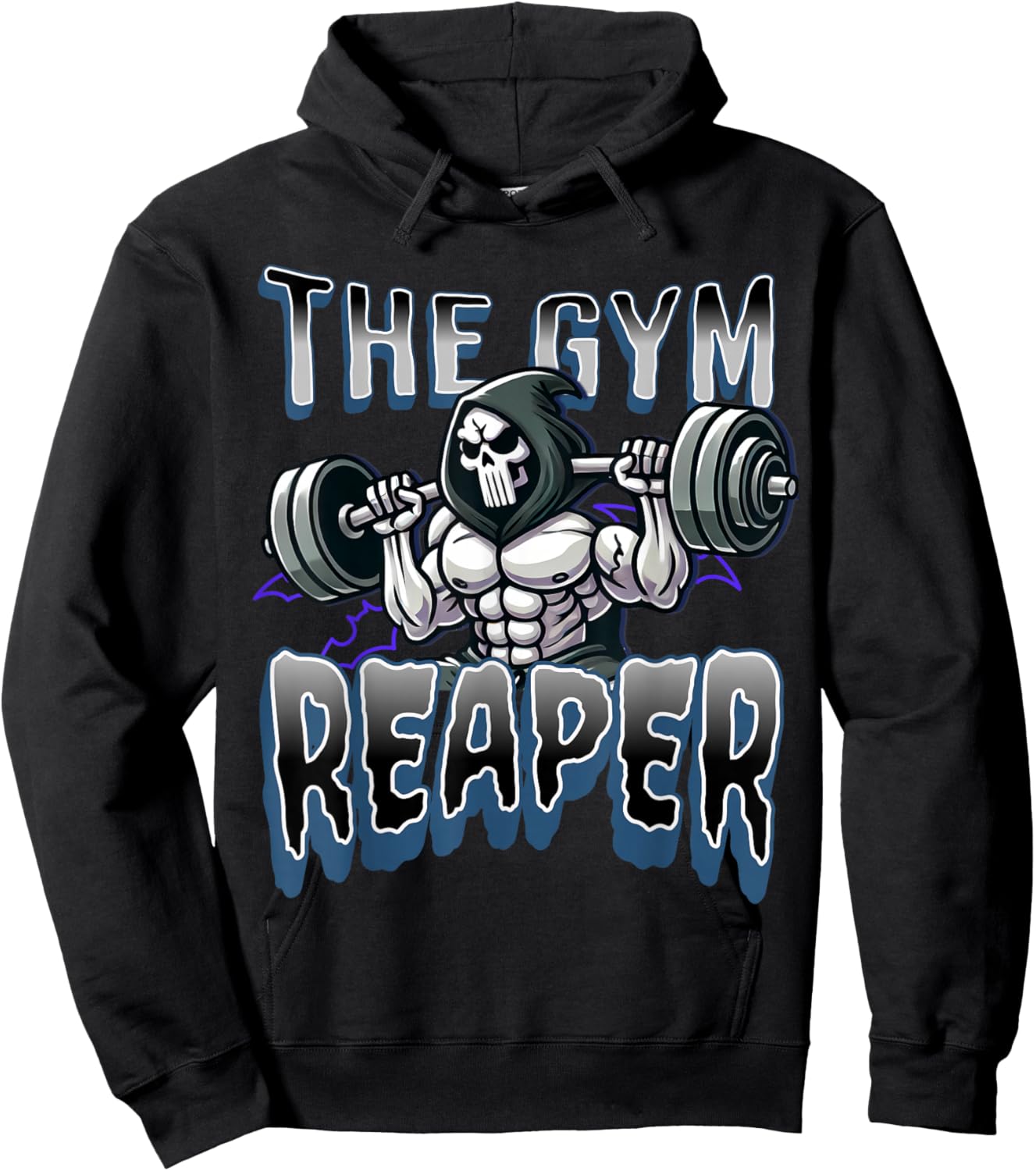 Grim Reaper Workout Gym Halloween : Gym Reaper Design, Black, -Adults, Short Sleeve, , Size Small Hoodie - Hoodie | Black