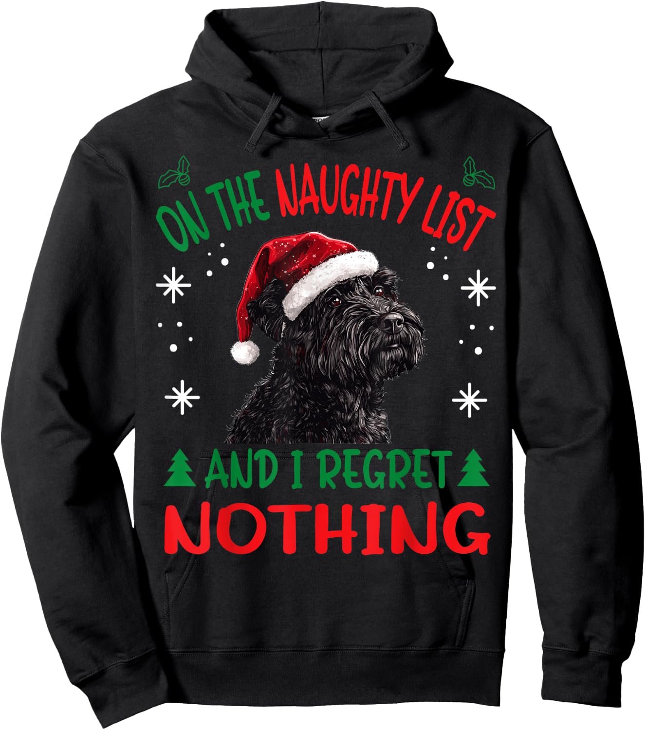 Cute Bouvier Des Flandres Dog Christmas On The Naughty List Hoodie - Hoodie | Black