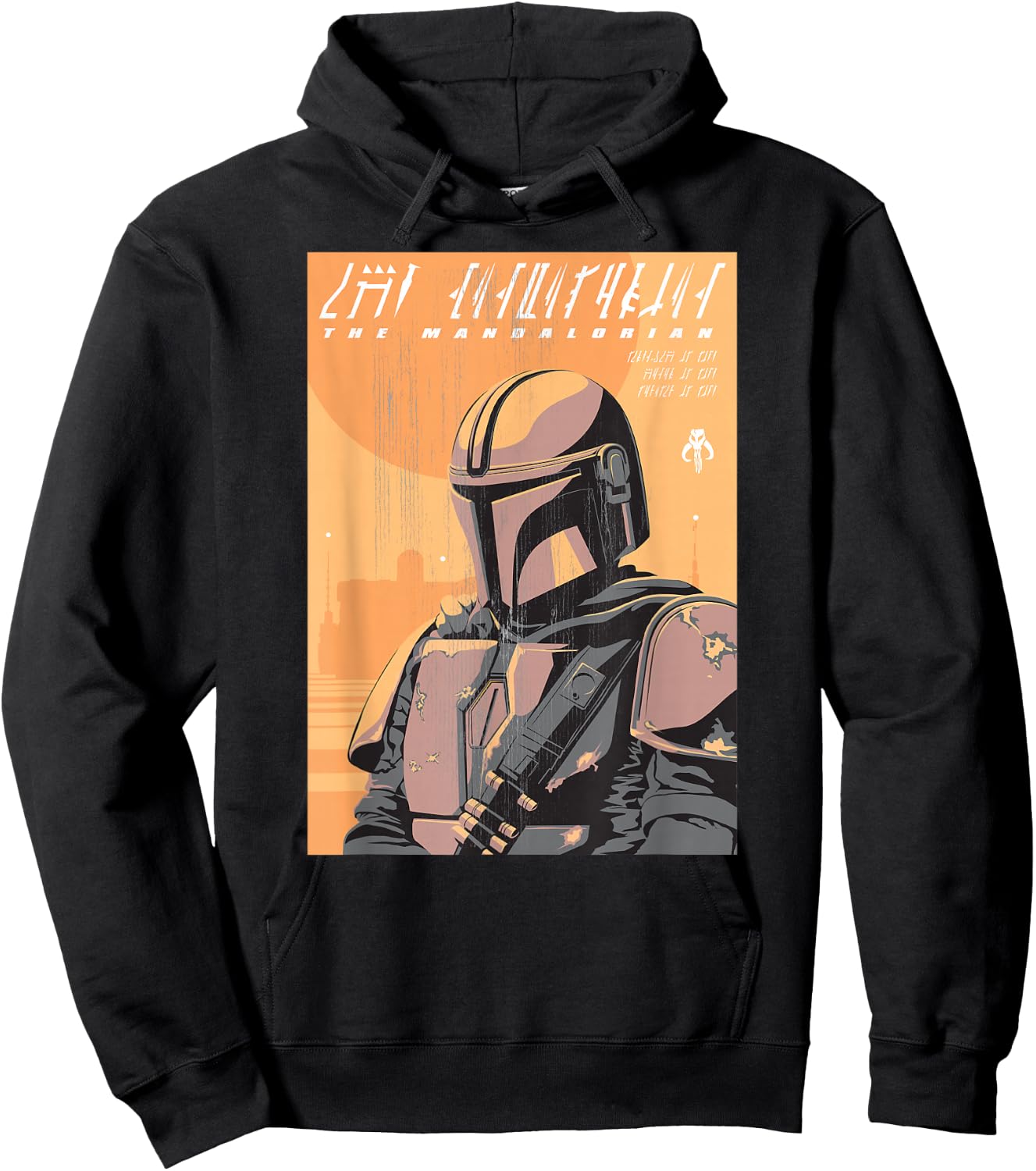 Star Wars The Mandalorian Vintage Poster Hoodie - Hoodie | Black