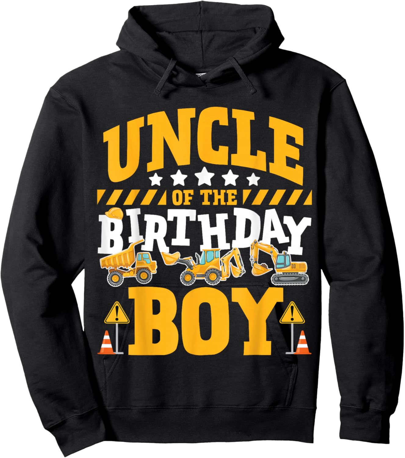 Uncle of the Birthday Boy Excavator Construction Truck Hoodie - Hoodie | Black