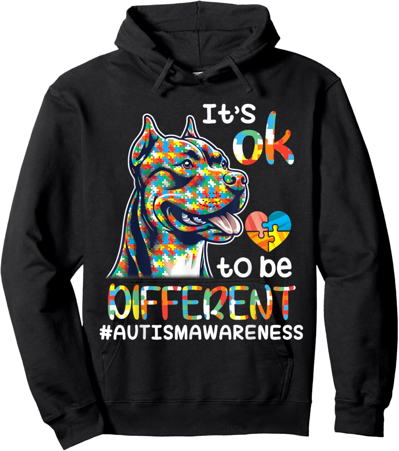Pitbull Autistic It's OK To Be Different Autism Support Hope Hoodie - Hoodie | Black