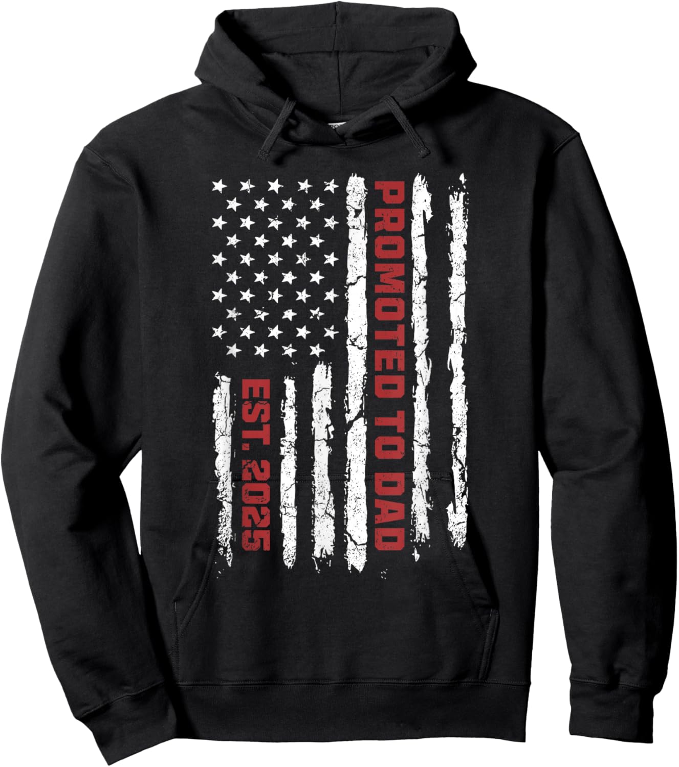 US Flag Promoted To Dad, American Flag Dad, New Dad 2025 Hoodie - Hoodie | Black