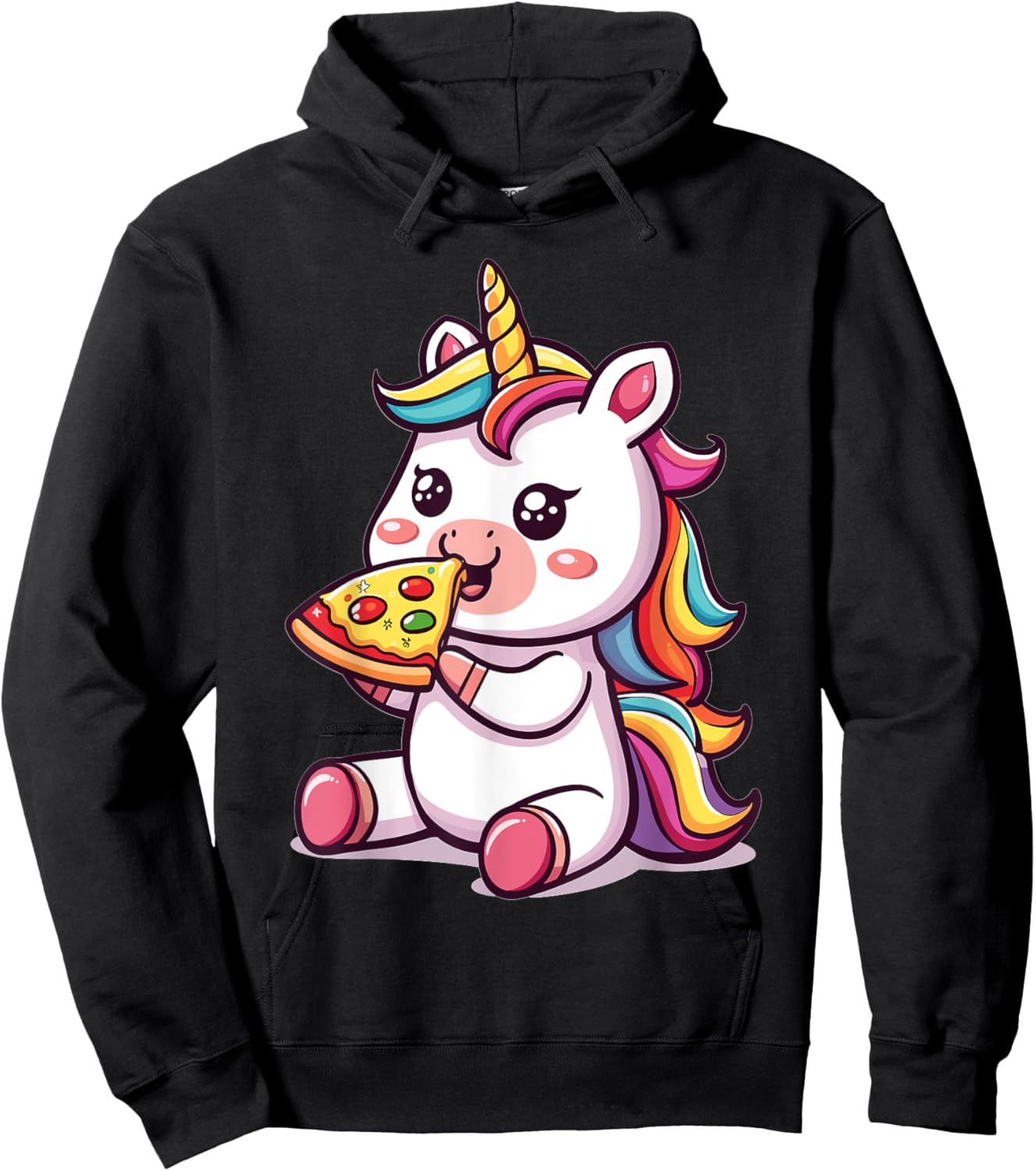 Funny Unicorn eating Pizza Graphic Hoodie - Hoodie | Black