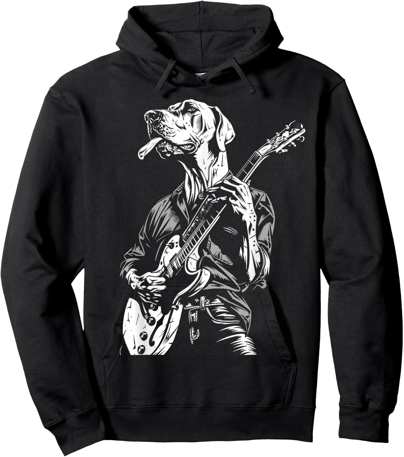 Funny Great Dane Dog Playing Electric Guitar Rock Dog Dad Men Women Kids Hoodie - Hoodie | Black
