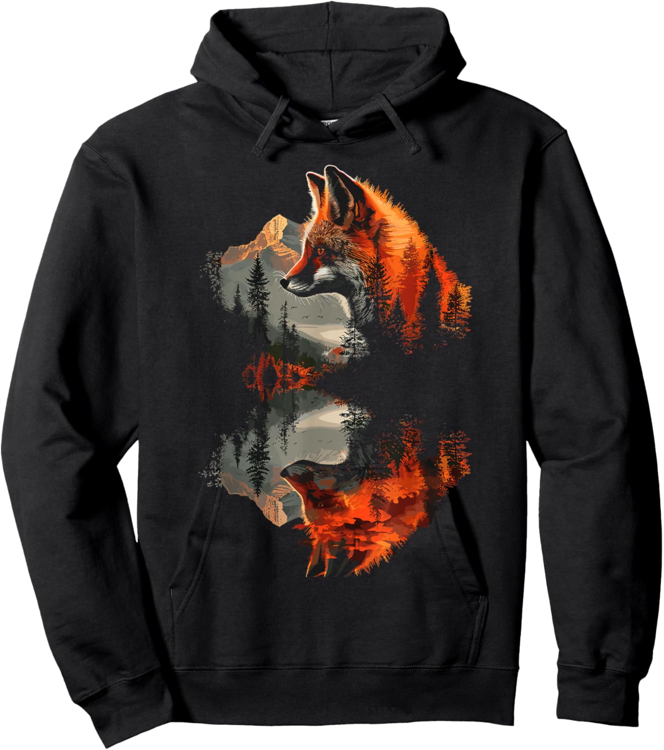 Fox Reflection Foxes Nature Wildlife Hoodie - Hoodie | Black