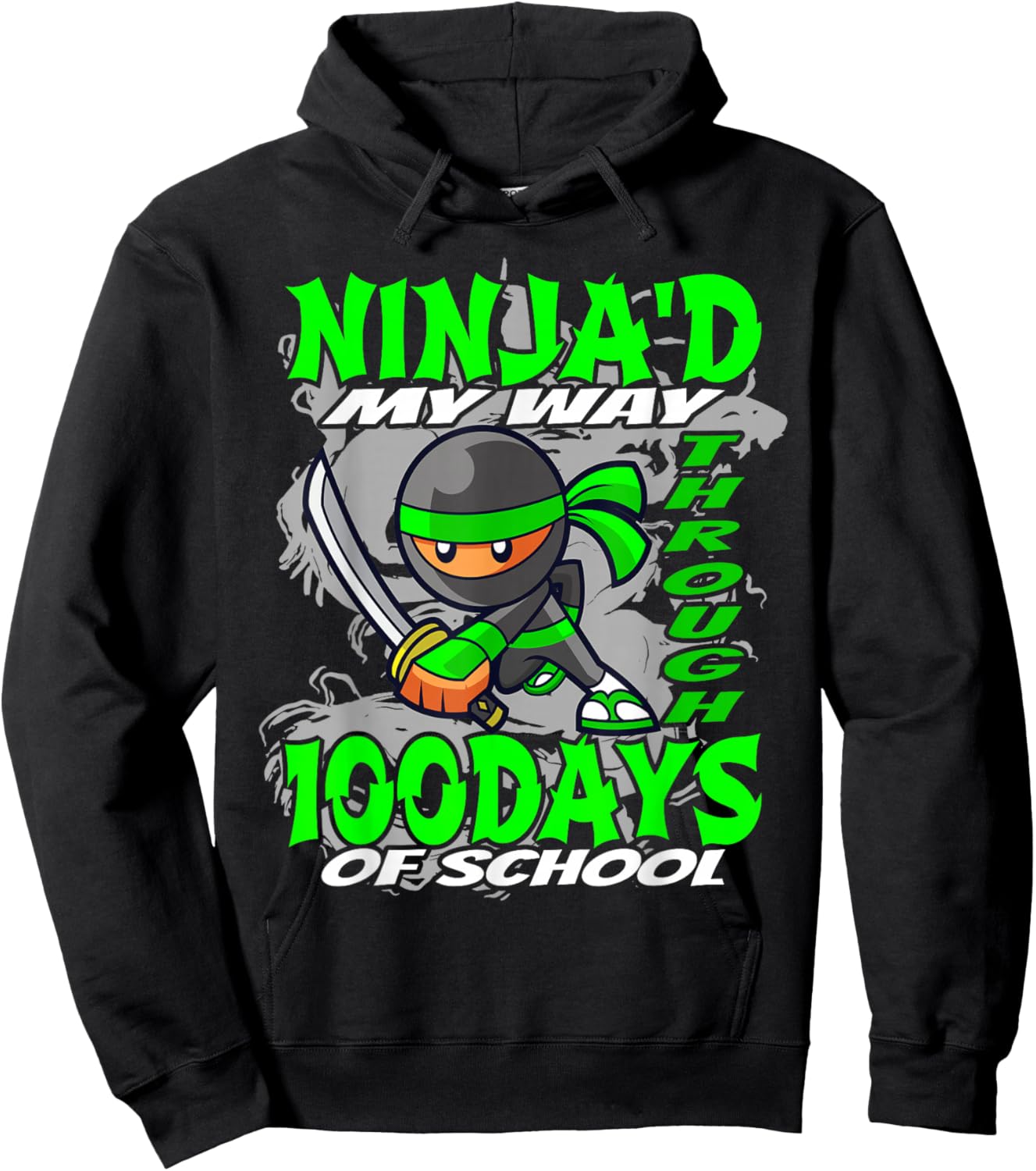 Ninja'd My Way Through 100 Days Of School - Ninja Hoodie - Hoodie | Black