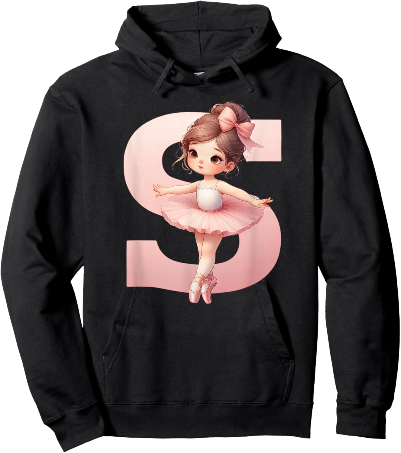 Ballerina Girl Dancing Name First Letter S Girly Tutu Ballet Hoodie - Hoodie | Black