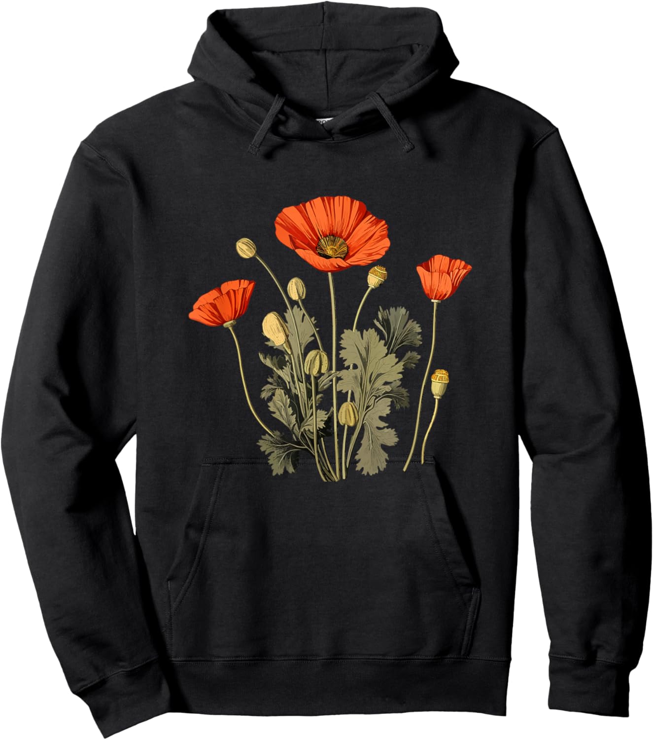 Vintage Kalifornische Mohnblume Blumen Hoodie - Hoodie | Black