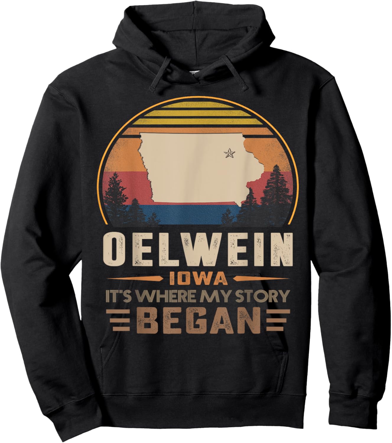 Vintage Oelwein Iowa Hometown My Story Began Hoodie - Hoodie | Black
