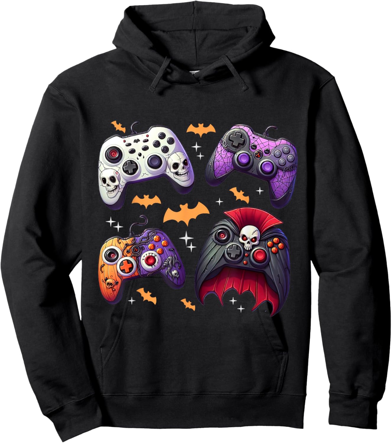 Skeleton Zombie Video Game Controller Boys Halloween Costume Hoodie - Hoodie | Black