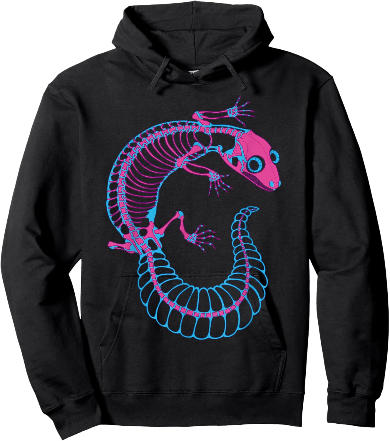 Diaphonized Gecko Skeleton Hoodie - Hoodie | Black