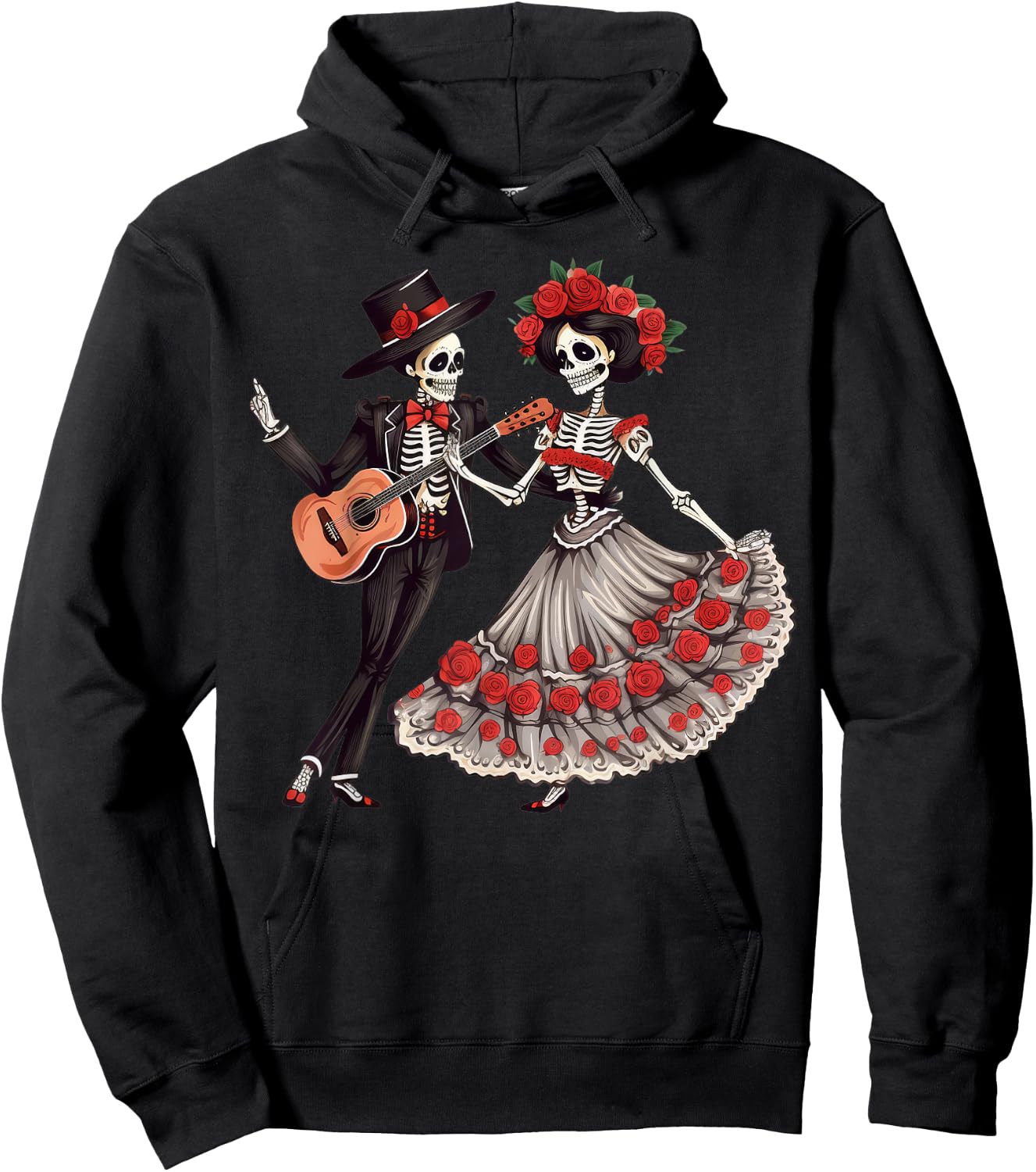 Dia De Los Muertos Dancing Skeletons Mexican Couple Matching Hoodie - Hoodie | Black