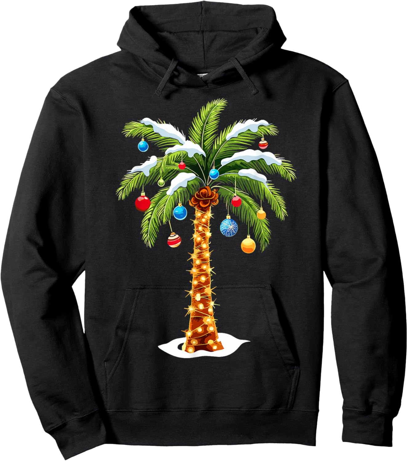 Christmas Palm Tree Hawaiian Tropical Xmas Hoodie - Hoodie | Black