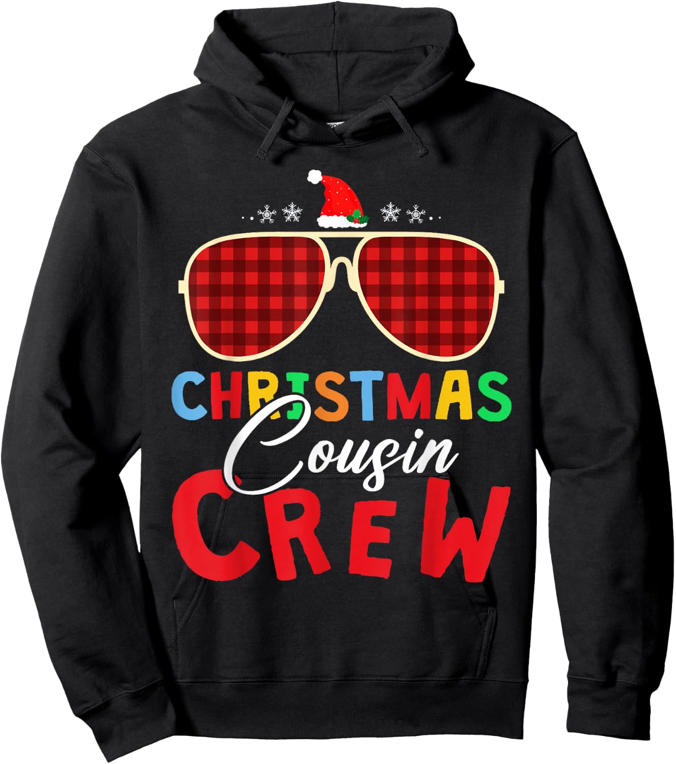 Christmas 2025 Cousin Crew Xmas Lights Funny Matching Pajama Hoodie - Hoodie | Black
