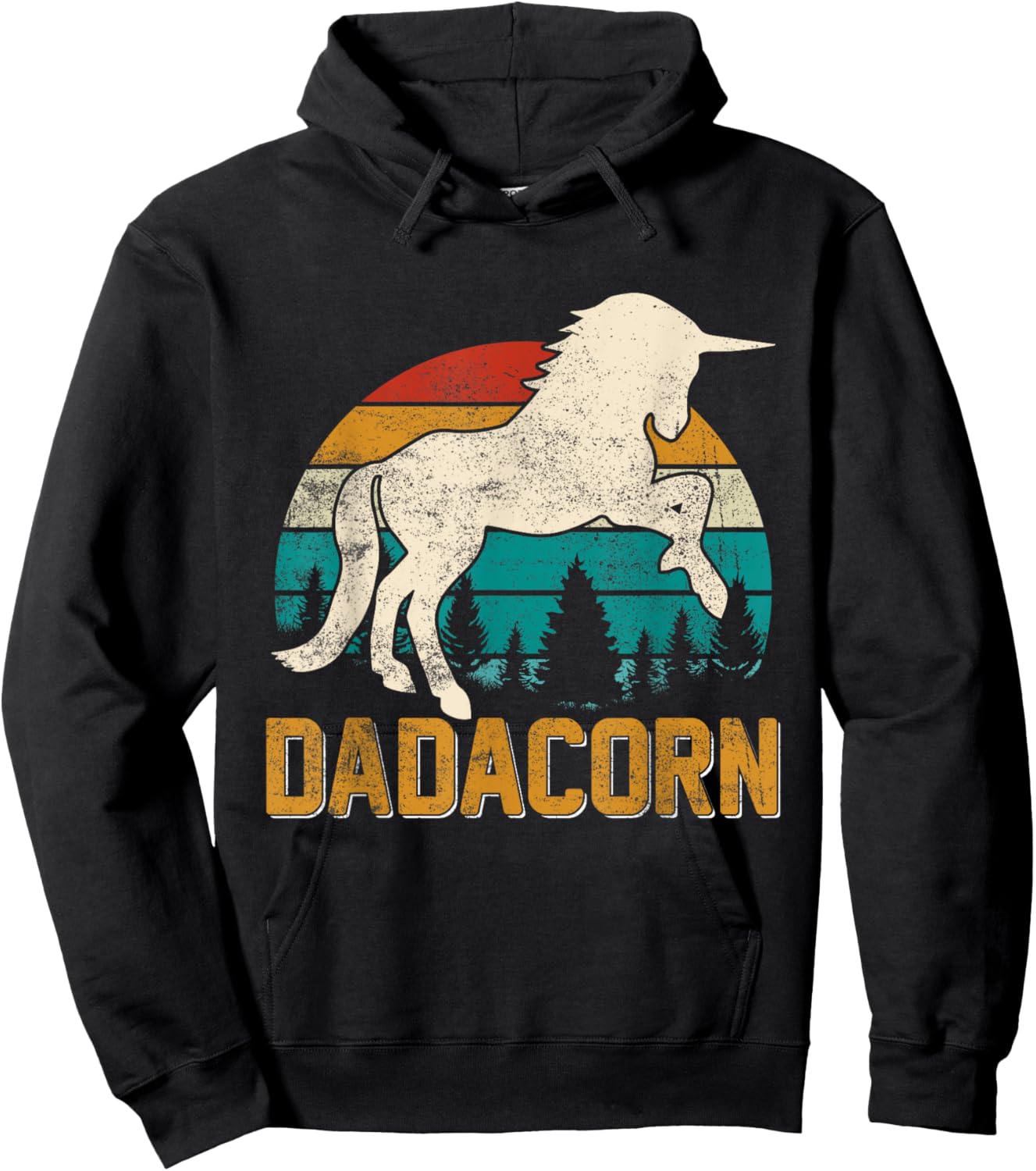 Dadacorn Funny Dad Unicorn Daddy Papa Grandpa Daughters Hoodie - Hoodie | Black