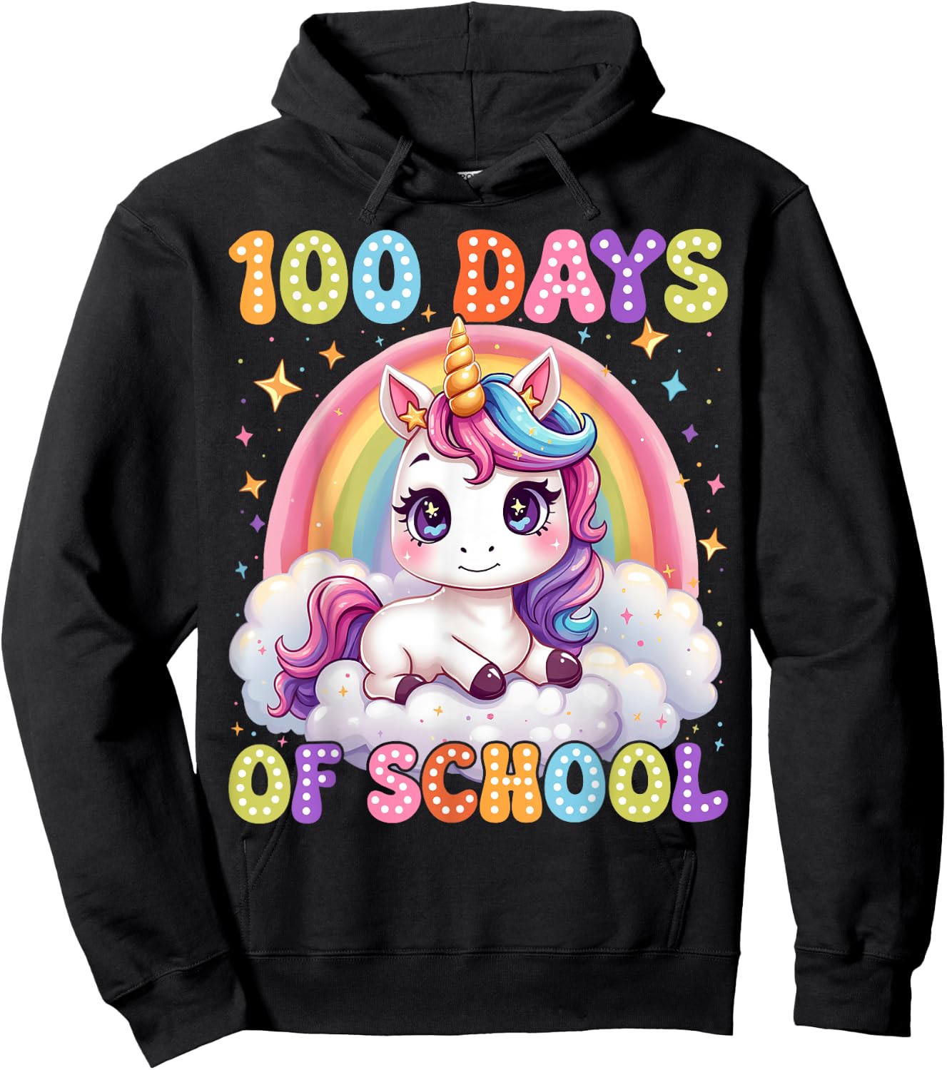 100 Days Of School Unicorn 100th Day Of School Teacher Kids Hoodie - Hoodie | Black