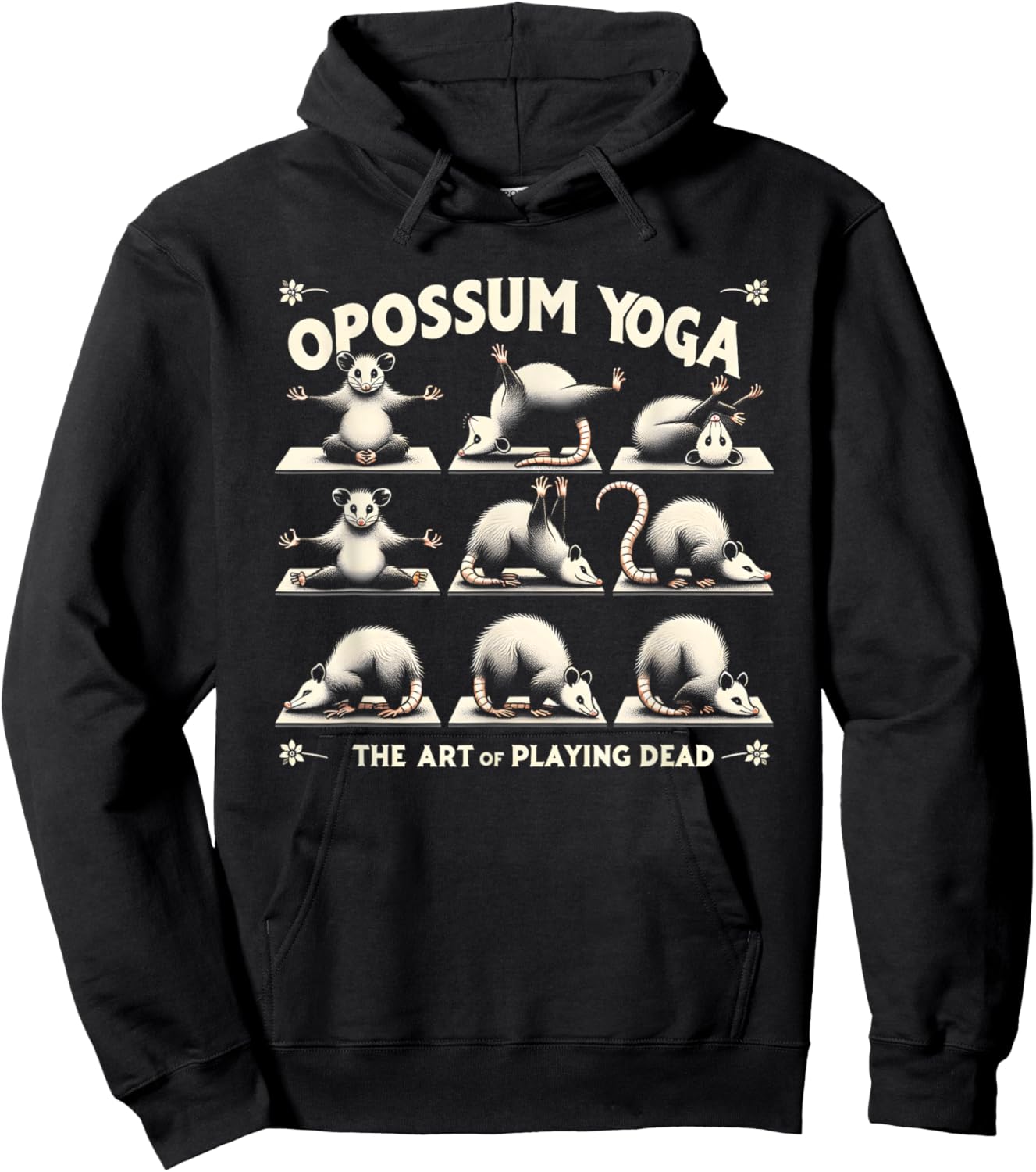 Funny Possum Yoga Lotus Meditating Zen Funny Opossums Memes Hoodie - Hoodie | Black