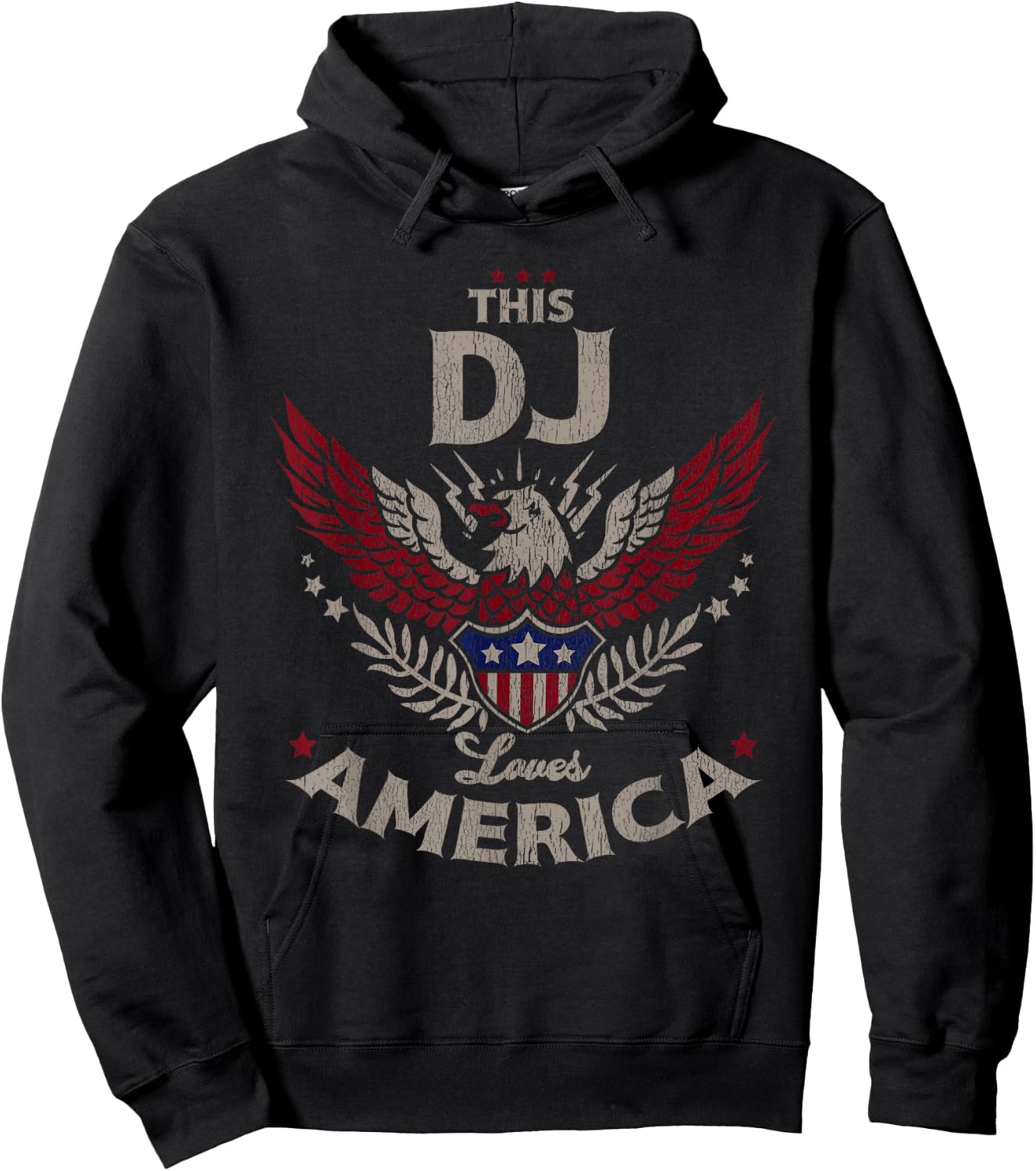 This DJ Loves America USA Patriotic Pride Hoodie - Hoodie | Black