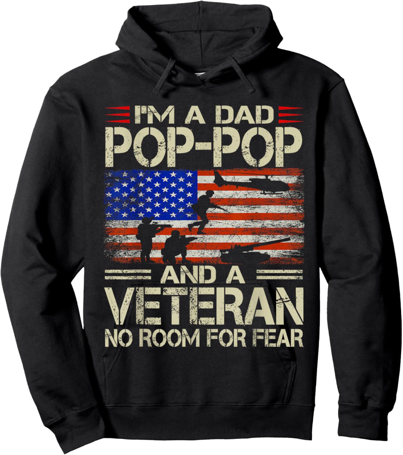 I'm A Dad Pop Pop And Veteran Funny Retro Papa Grandpa Gifts Hoodie - Hoodie | Black