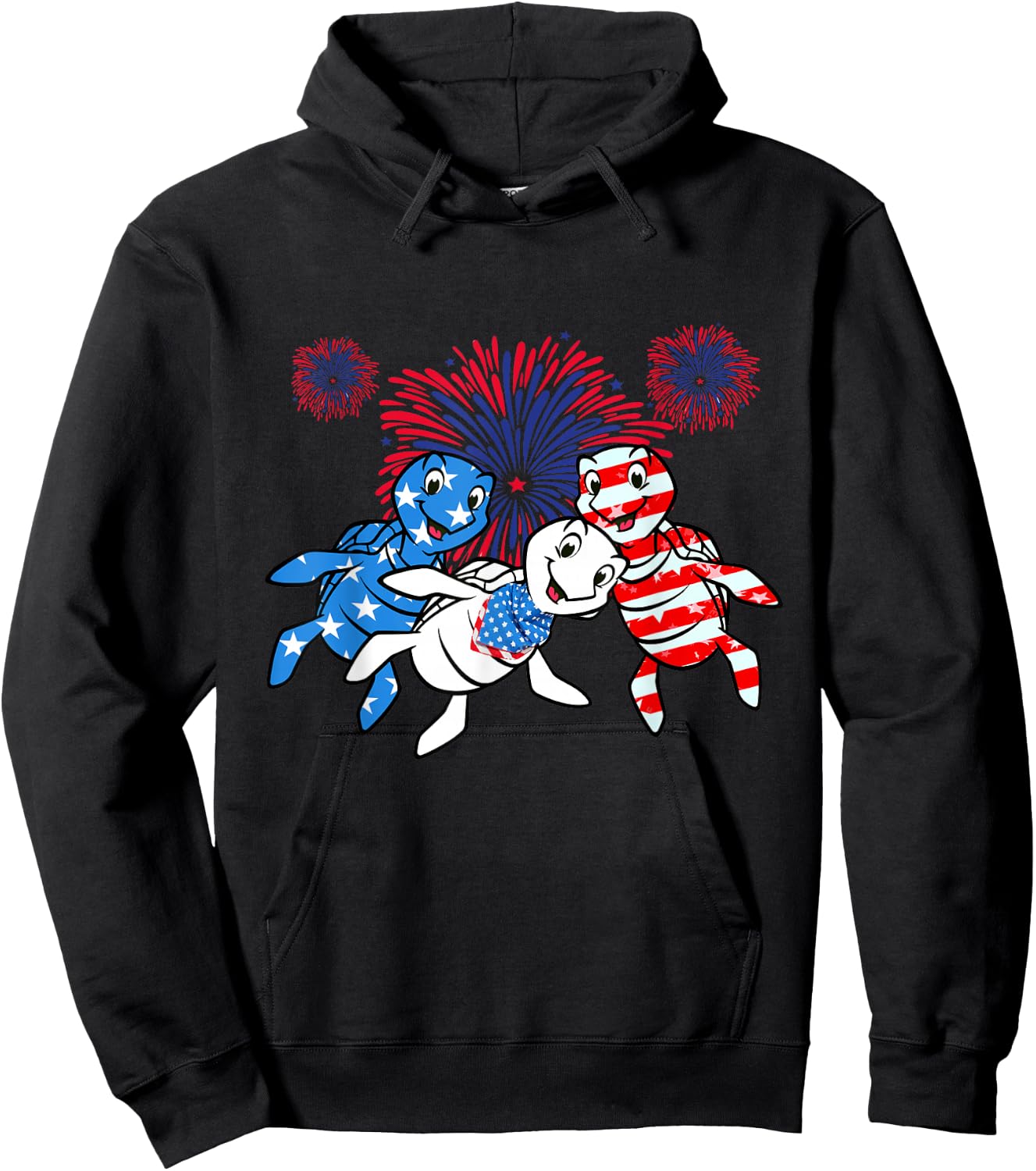 Sea Turtles 4th of July American USA Flag Patriotic Hoodie - Hoodie | Black