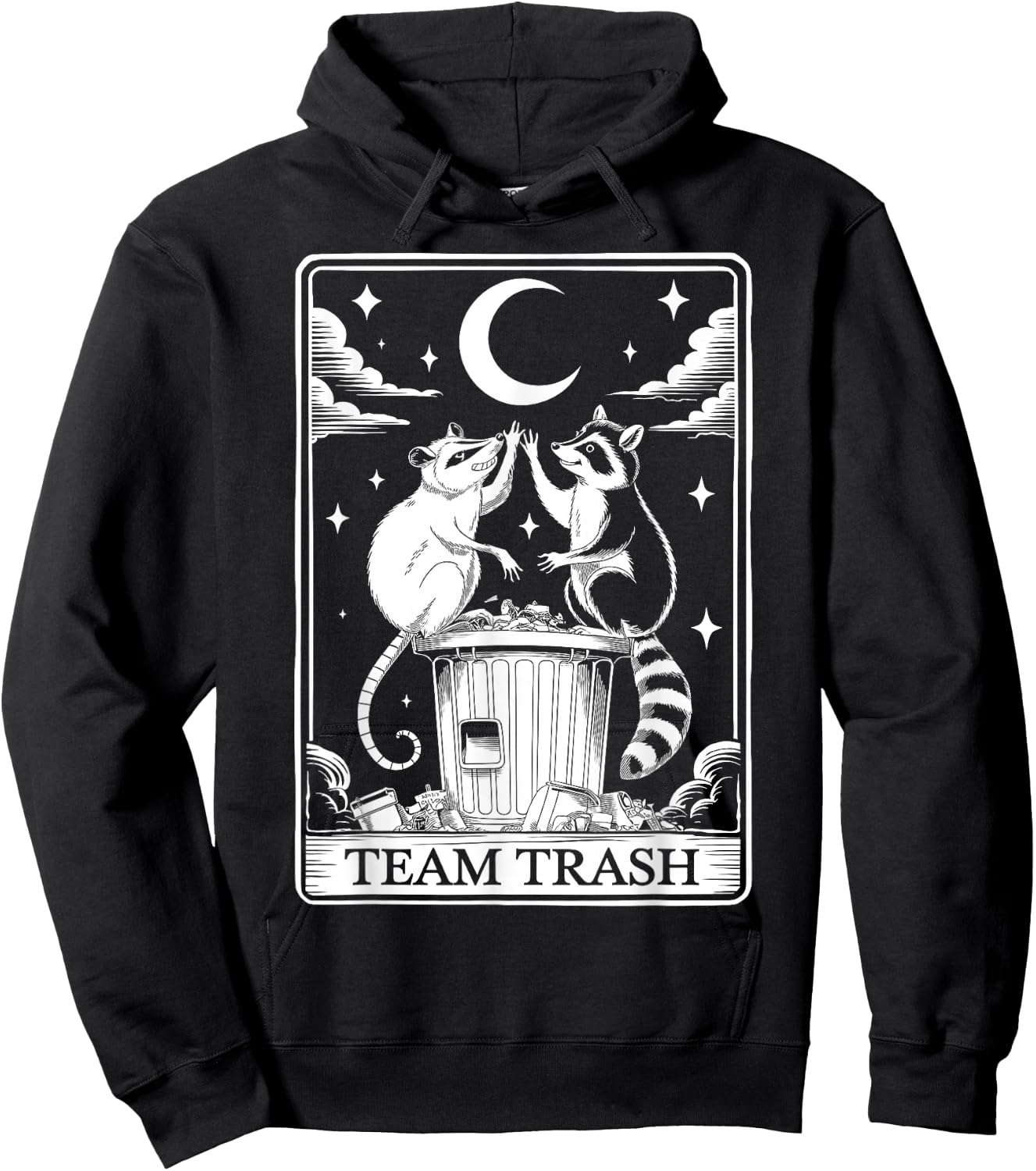 Opossum Raccoon Team Trash Tarot Card Gifts Women Hoodie - Hoodie | Black