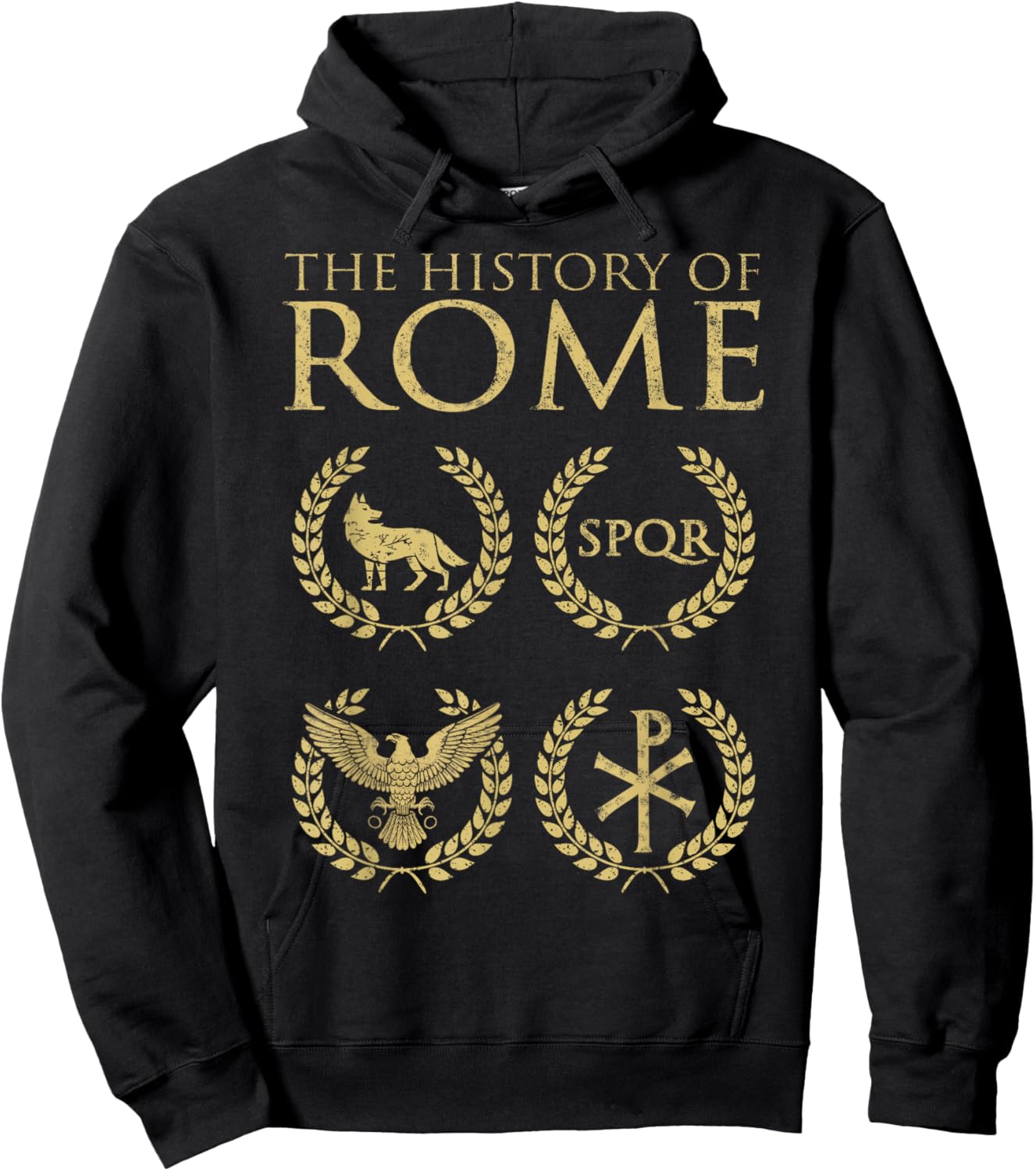 Agema Apparel -Adults Roman History , Red, Small, Short Sleeve, Classic Fit, Cotton Blend, Unique Roman History Graphic Print Hoodie - Hoodie | Black
