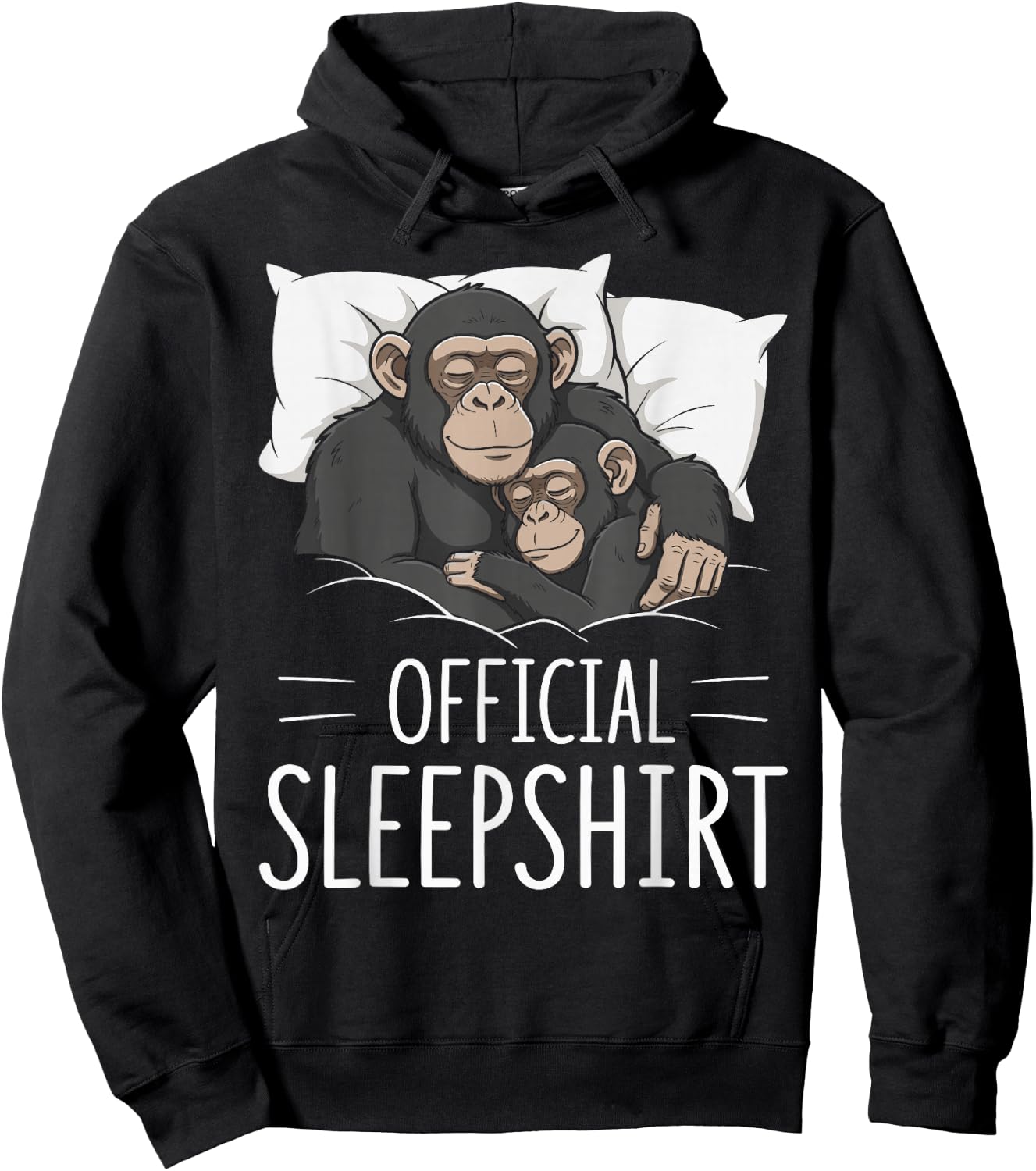 Official Sleepshirt Sleeping Chimpanzee Monkey Lovers Pajama Hoodie - Hoodie | Black