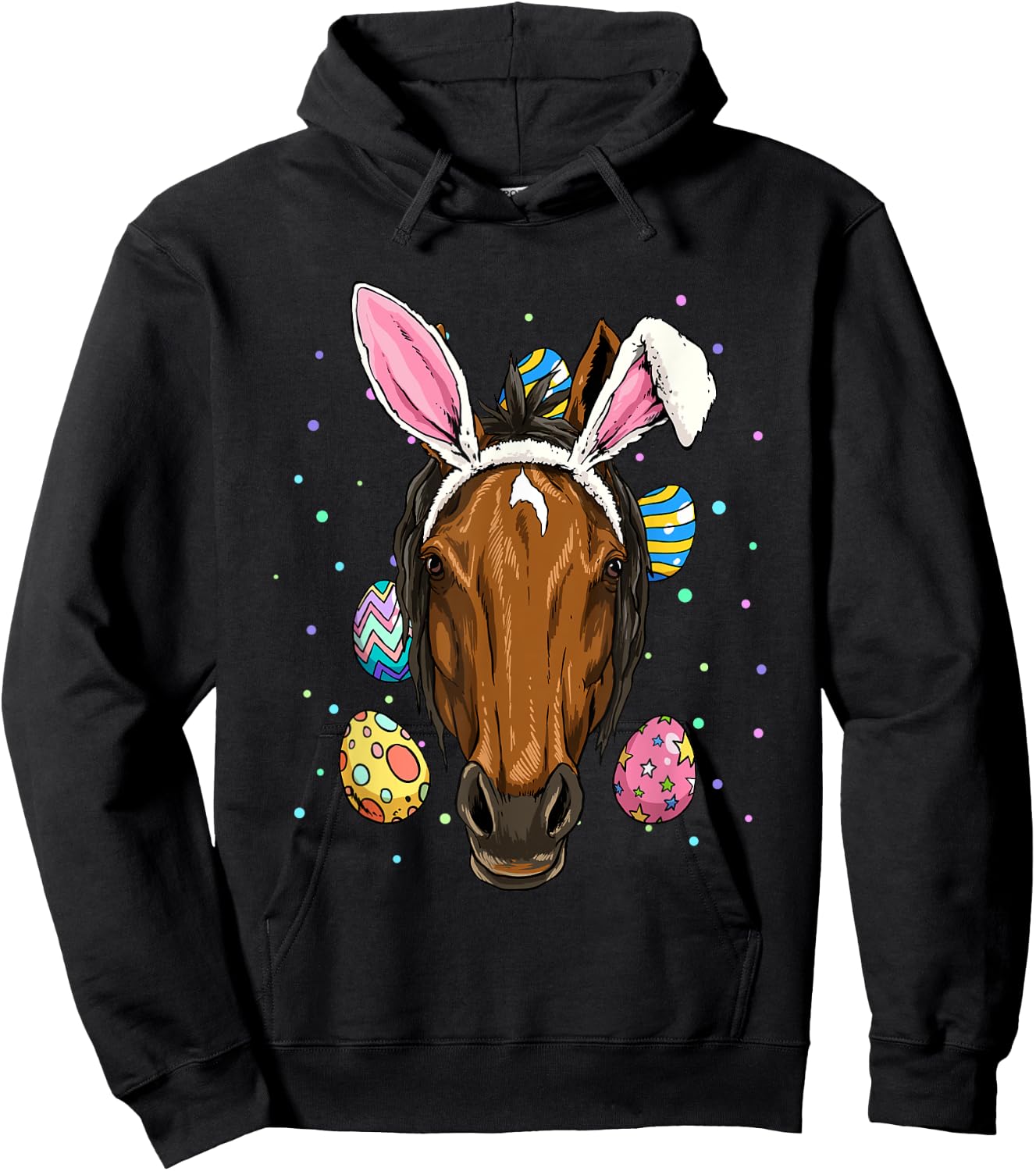 Easter Bunny Horse Funny Easter Horse Lover Hoodie - Hoodie | Black