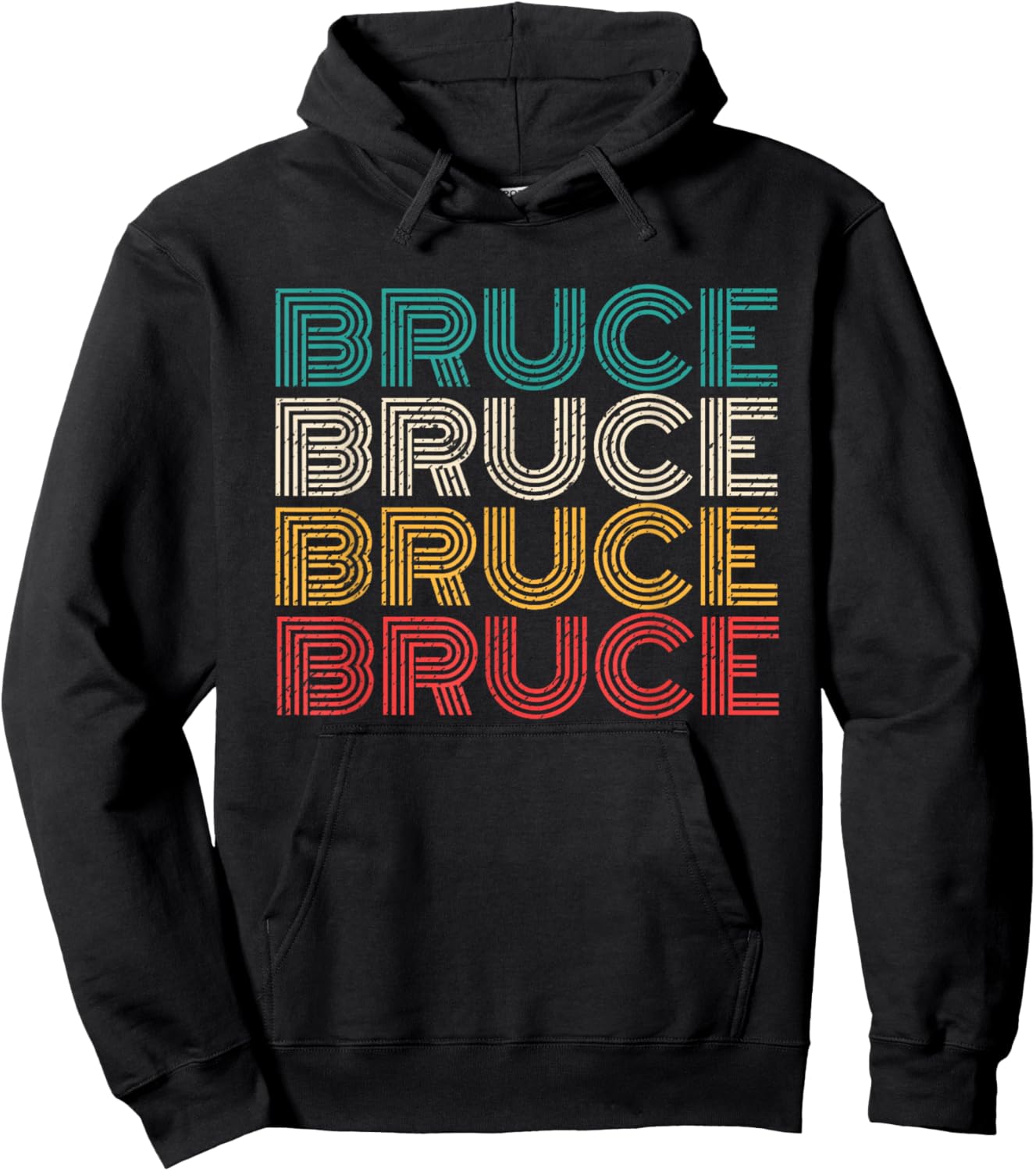 Retro Bruce Vintage Distressed Style Hoodie - Hoodie | Black