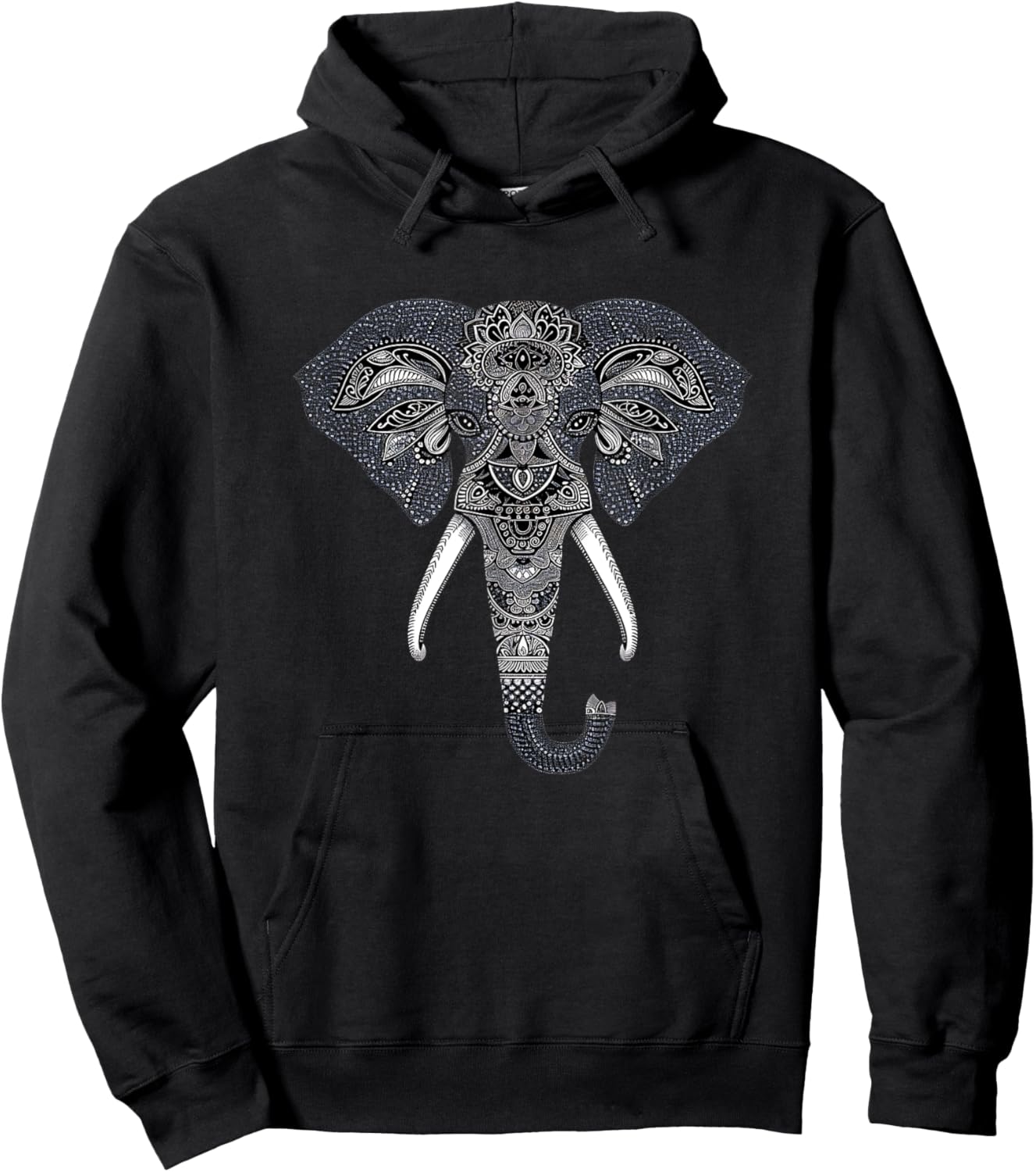 Mandala Style Elephant Perfect and Men Hoodie - Hoodie | Black