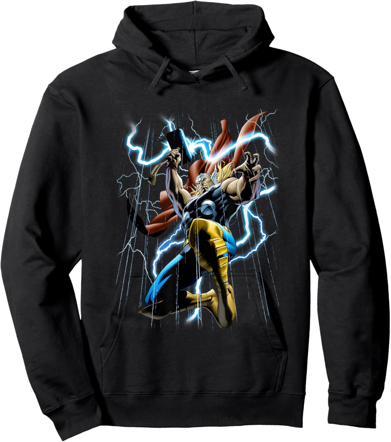 Marvel Comics Retro Classic Thunder & Lightning Mighty Thor Hoodie - Hoodie | Black