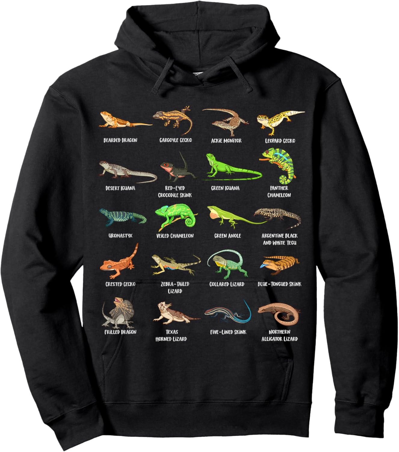Exotische Echsen und Reptilien - viele Echsen Hoodie - Hoodie | Black