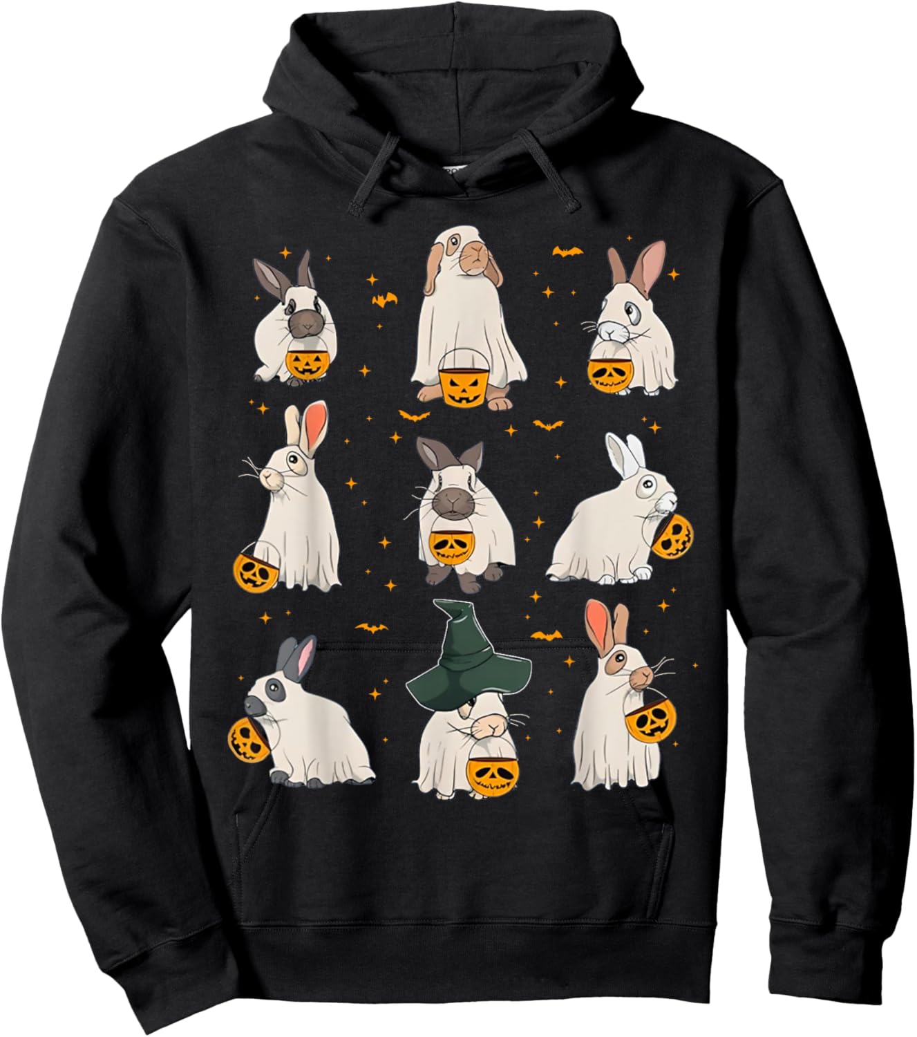 Cute Fall Bunny Ghost Costume Rabbit Lover Spooky Season Hoodie - Hoodie | Black